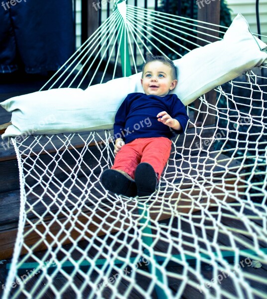 Boy Hammock Relax Child Kid