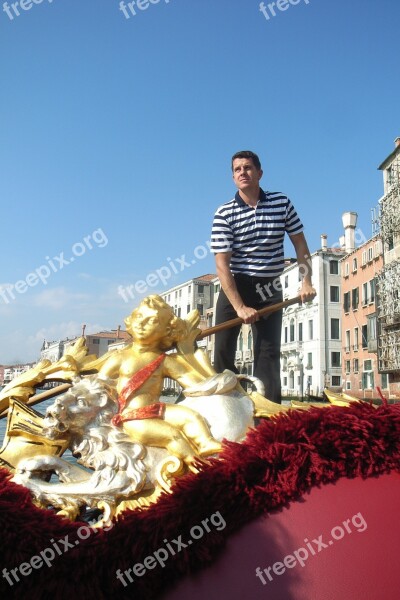 Venice Gondolas Italy Channel Gondolier