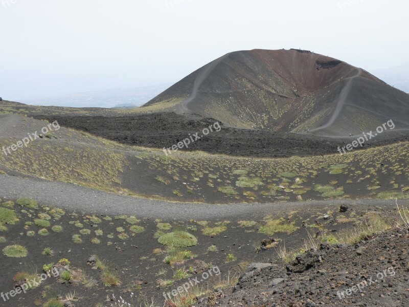 The Crater Etna Sicily Landscape Volcano