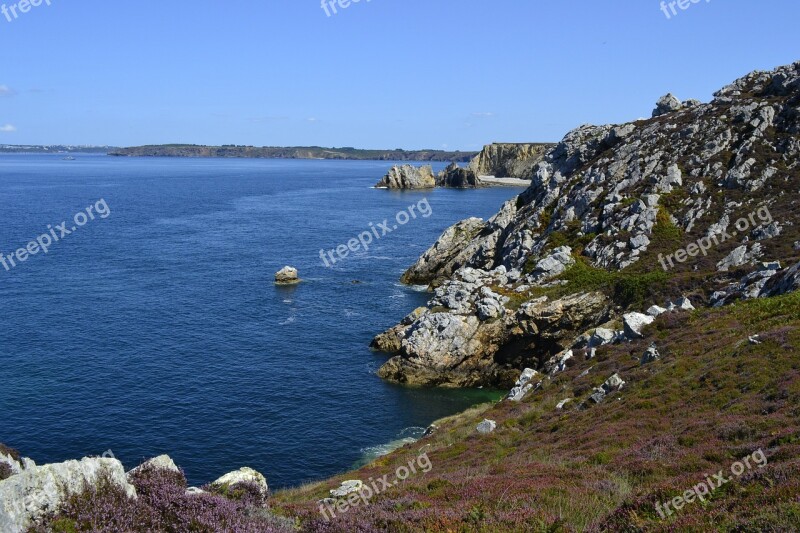 Landscape Sea Rocks Brittany Nature