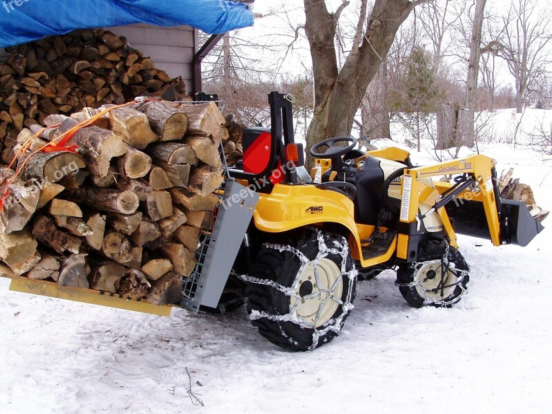 Firewood Tractor Hauling Wood Fuel Energy