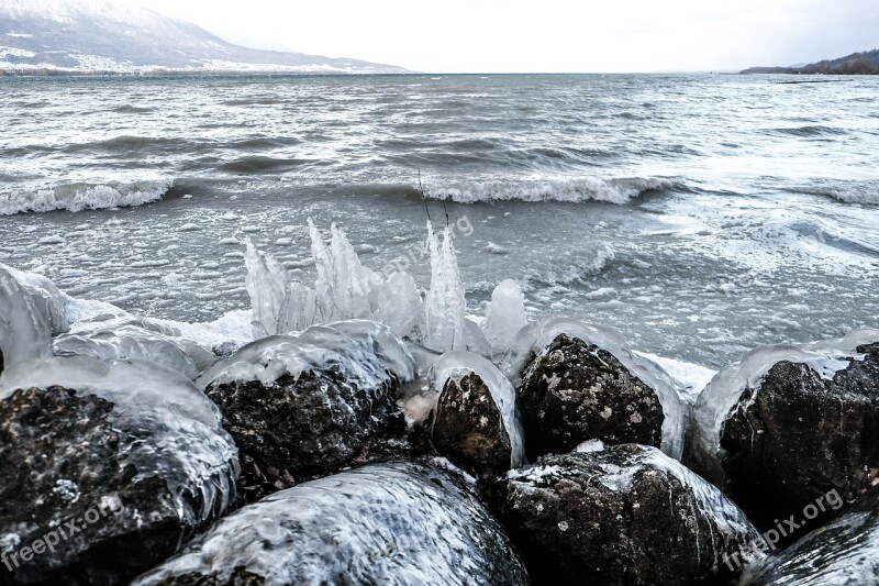 Switzerland Beach Gel Winter Lake