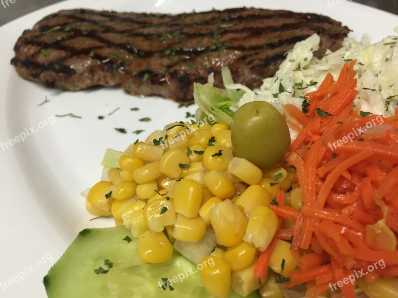 Steak Salad Vegetables Food Free Photos