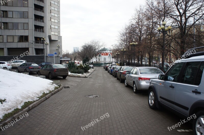 Road Street Cars Parking Moscow