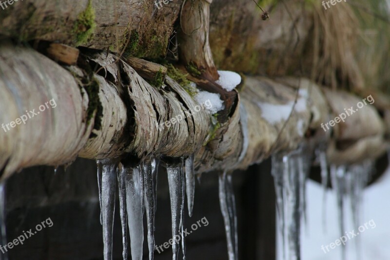 Icicle Wood Cold Winter Free Photos