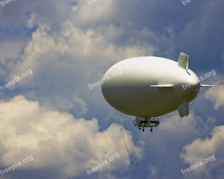 Blimp Clouds Sky Aircraft Airship