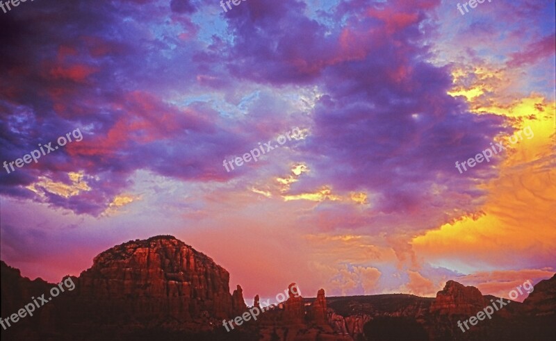 Sunset Red Rocks Sky Orange Blue