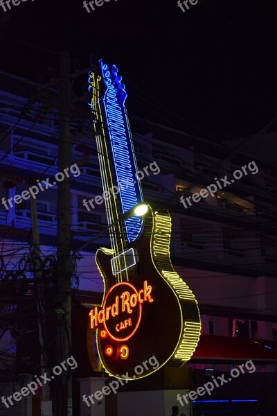 Guitar Neon Lighting Free Photos