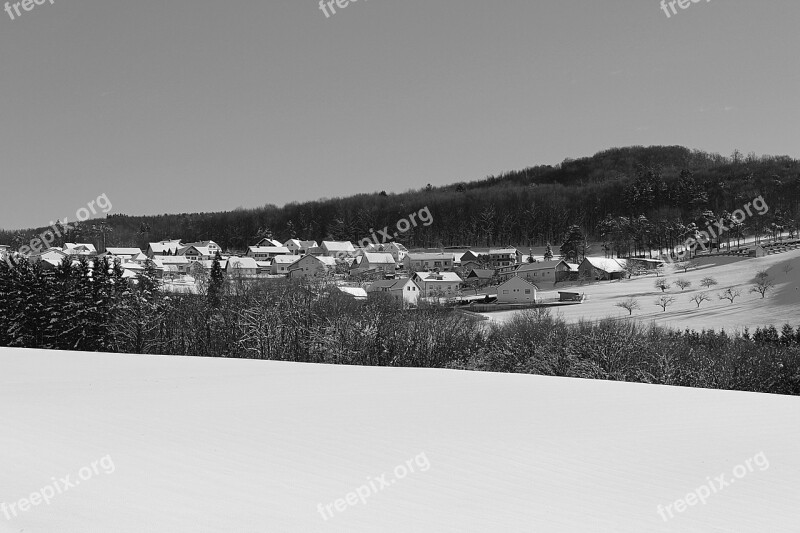 Wintry Snow Landscape Winter Mood Snowy Black And White