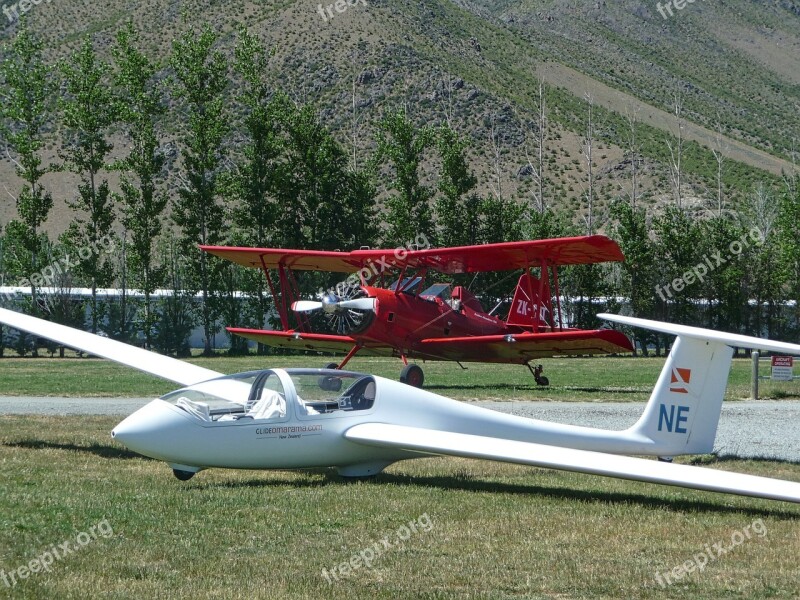 Biplane Glider Planes Aviation Aircraft