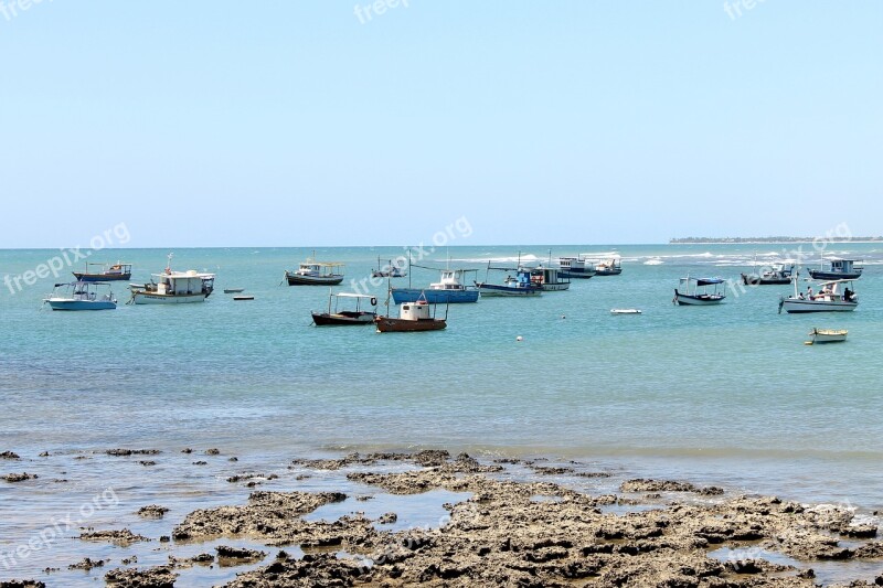 Boats Fishing Fishermen Itacemirim Bahia