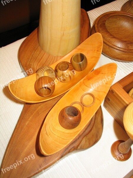 Arts Crafts Turned Wood Form Wooden Bowls