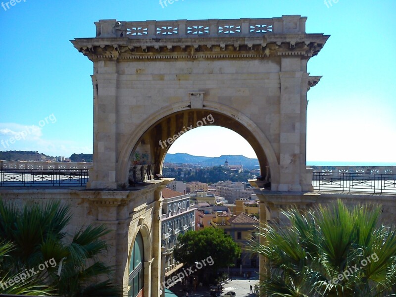 Cagliari Arc Building Urban Landscape Free Photos