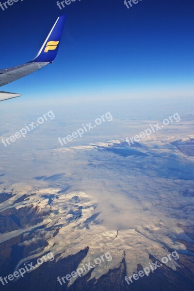 Iceland Air Aircraft Airline Clouds Glacier