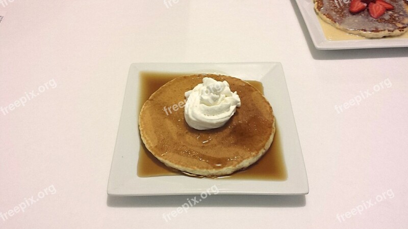 Pancake Honey Cream Breakfast Food