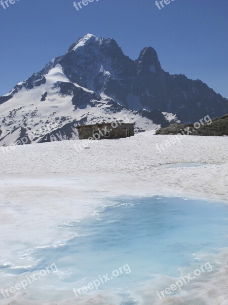 Alps Needle Lake Mountain Hut Ice