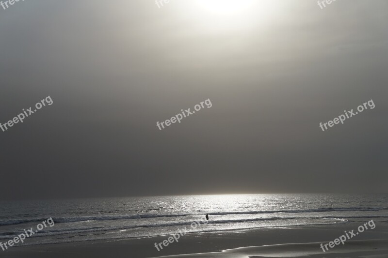 Beach Person Solo Sunset Ocean