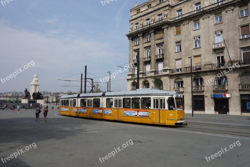 Trolly Budapest Danube Hungary Yellow