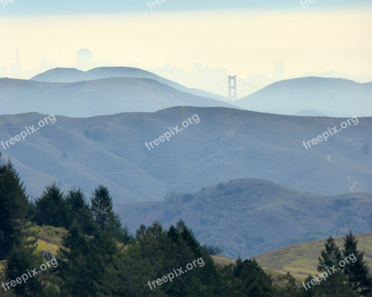 San Fransisco Marin County City Landscape Bridge