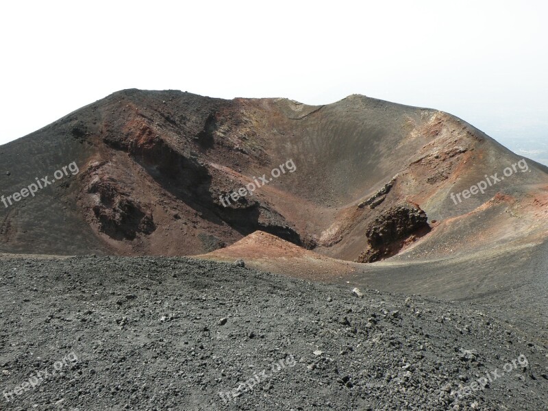 The Crater Volcano Etna Ash Slag