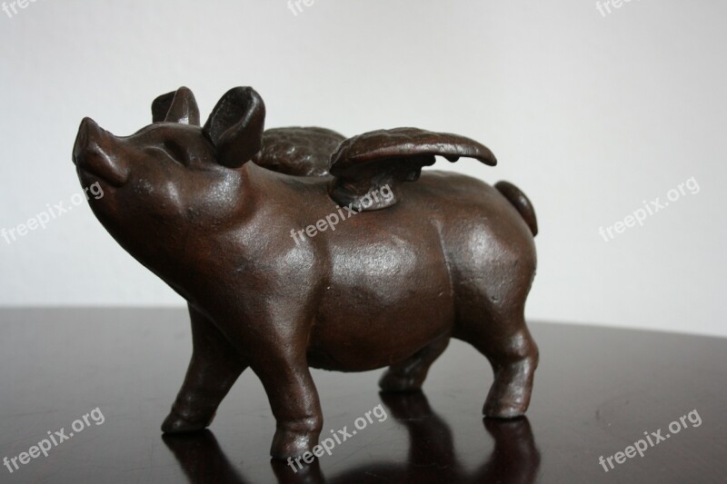 Pig Bronze Pegasus Object Statue