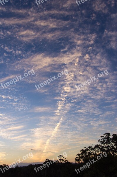 Sunset Sky Clouds Pink Blue