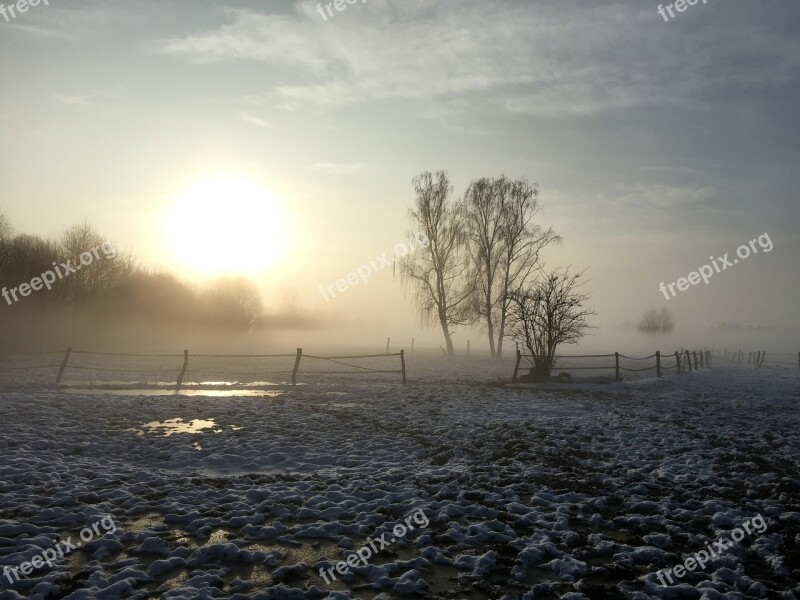 Snow Winter Land Landscape Morgenstimmung