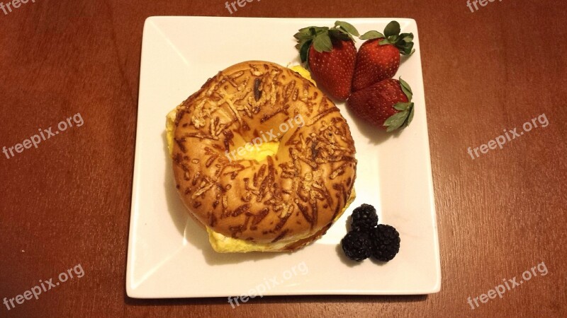 Breakfast Food Bagel Meal Plate