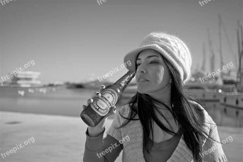 Women Portrait Black And White Beer Free Photos