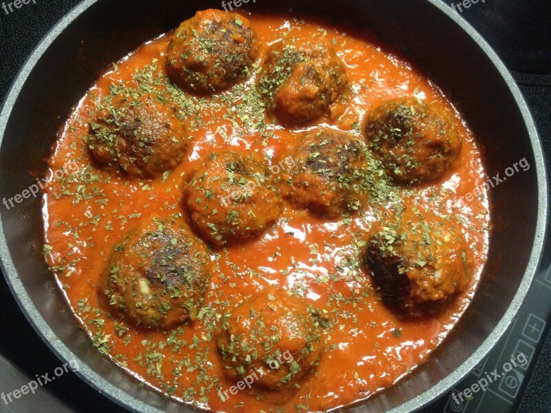 Albondigas Minced Meat Tomatoes Onion Cook