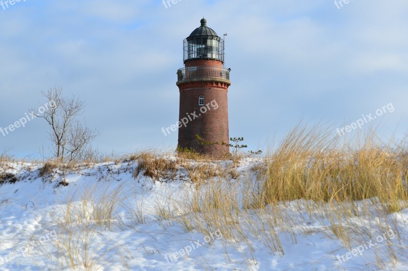 Lighthouse Prerow Baltic Sea Winter Snow