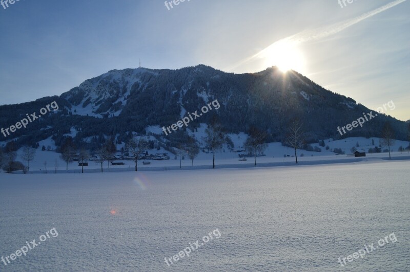 Winter Sunrise Cold Allgäu Greened