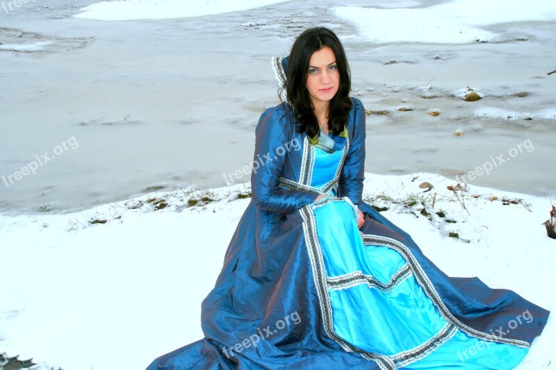 Girl Princess Snow Blue Dress