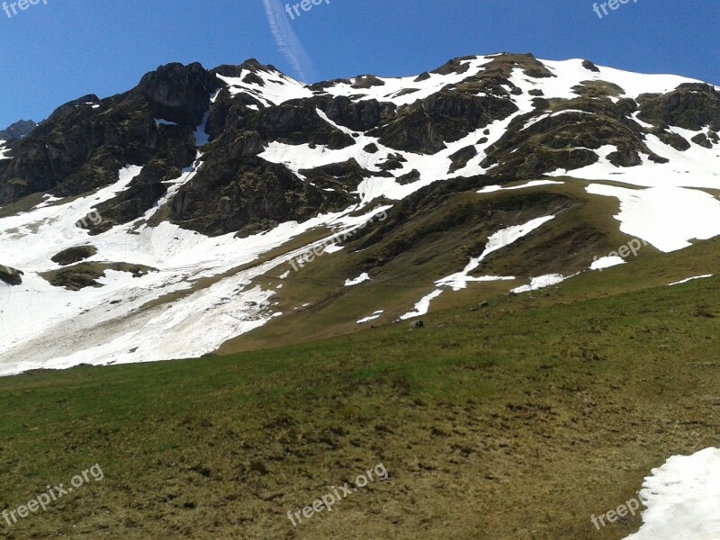 Mountain Snowy Col Landscape Snow