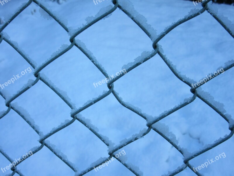 Wire Mesh Fence Snow Crystals New Zealand Winter