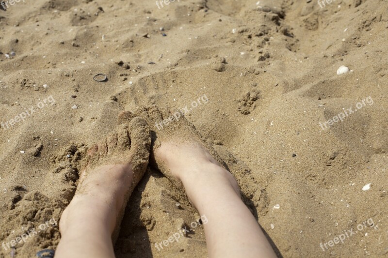 Feet Sand Beach Sand Beach Barefoot