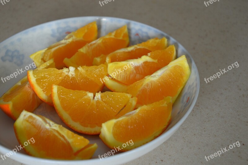 Orange Slices Plate Food Fruit