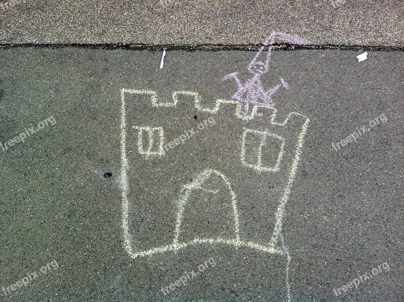 Street Chalk Street Art Children Picture Castle Princess