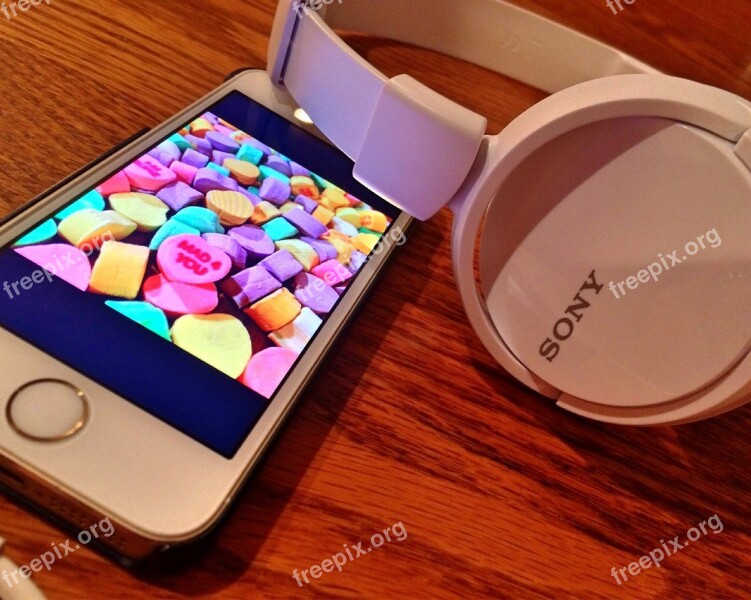 Heart Songs Valentine's Candy Hearts Iphone Headphones