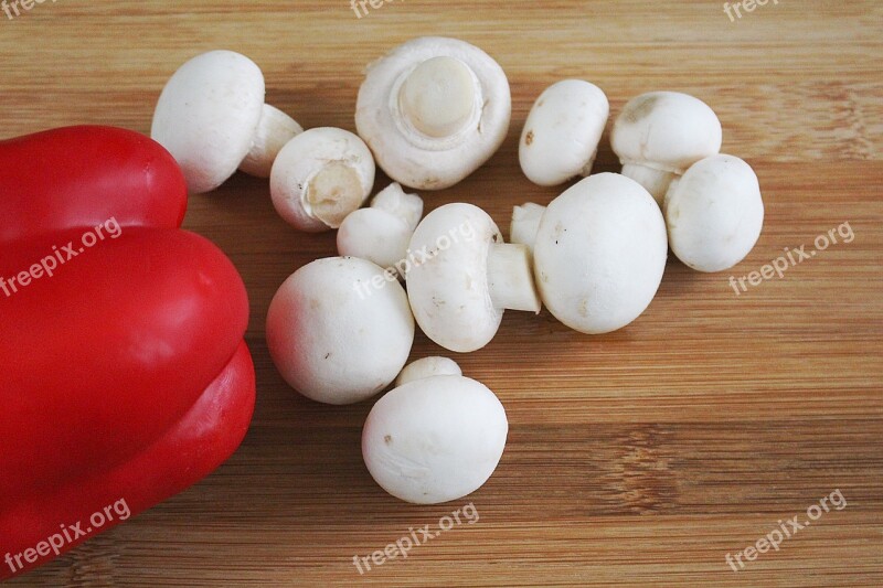 Mushroom Mushrooms White Mushroom Red Pepper Paprika