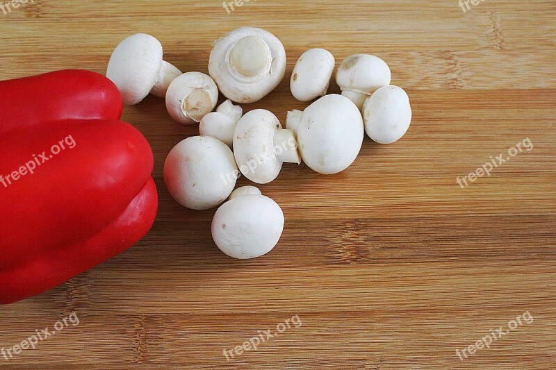 Mushroom Mushrooms White Mushroom Red Pepper Paprika