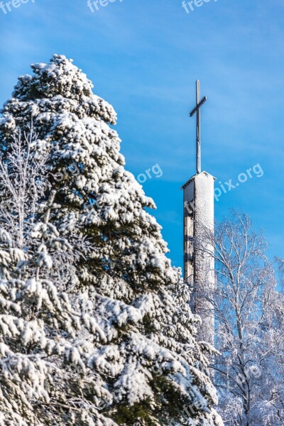 Six Snow Cross Winter Church