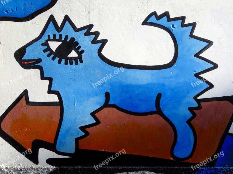 Graffiti Dog Blue Cuba Free Photos