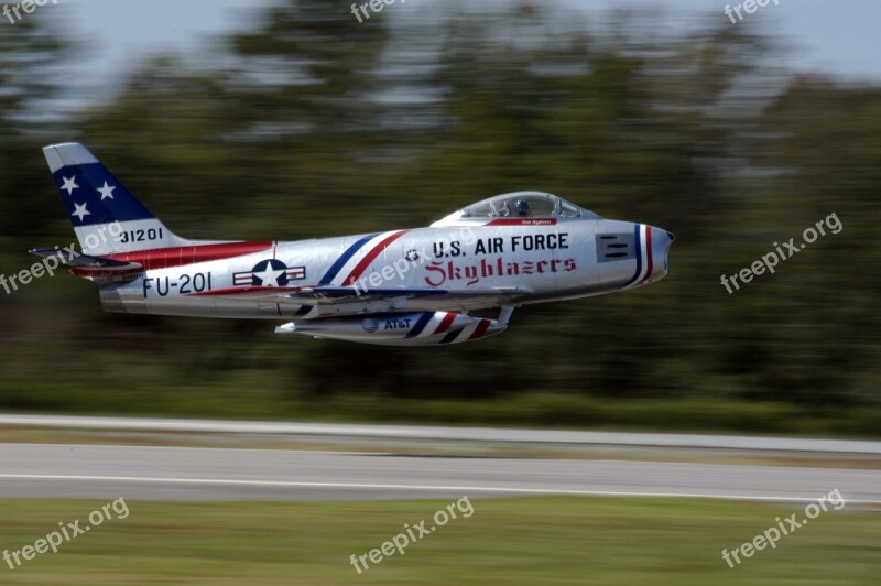 Air Show Sabre Jet Take Off Military F-86