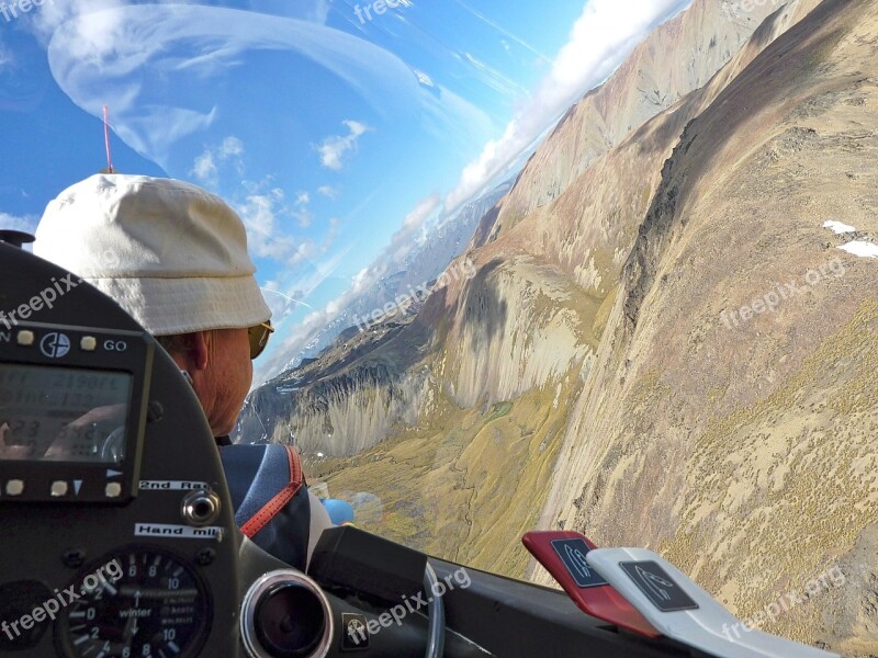 Glider Mountains View Cockpit Pilot