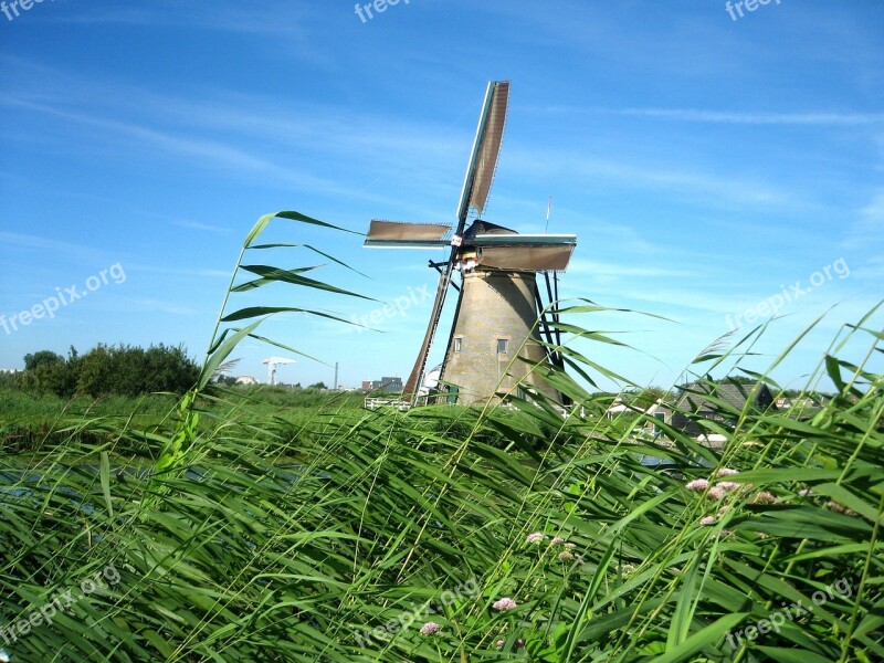 Windmill Netherlands Channel Landscape Open Air Museum