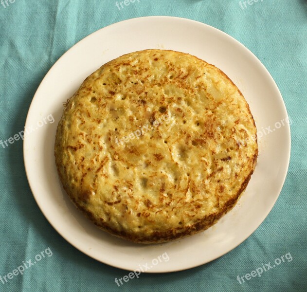 Tortilla Spanish Potato Omelette Food Blue