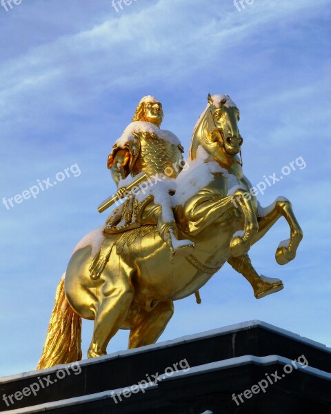 Golden Rider Monument Winter August The Strong Prince-elector