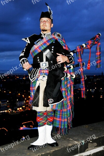 Bagpipes Man Traditionally Costume Edinburgh