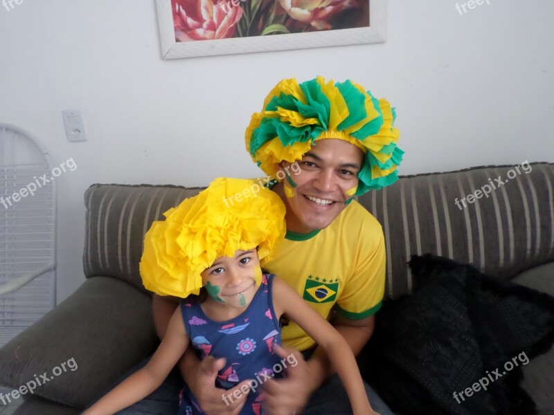 Football Fans Brazil Family Free Photos